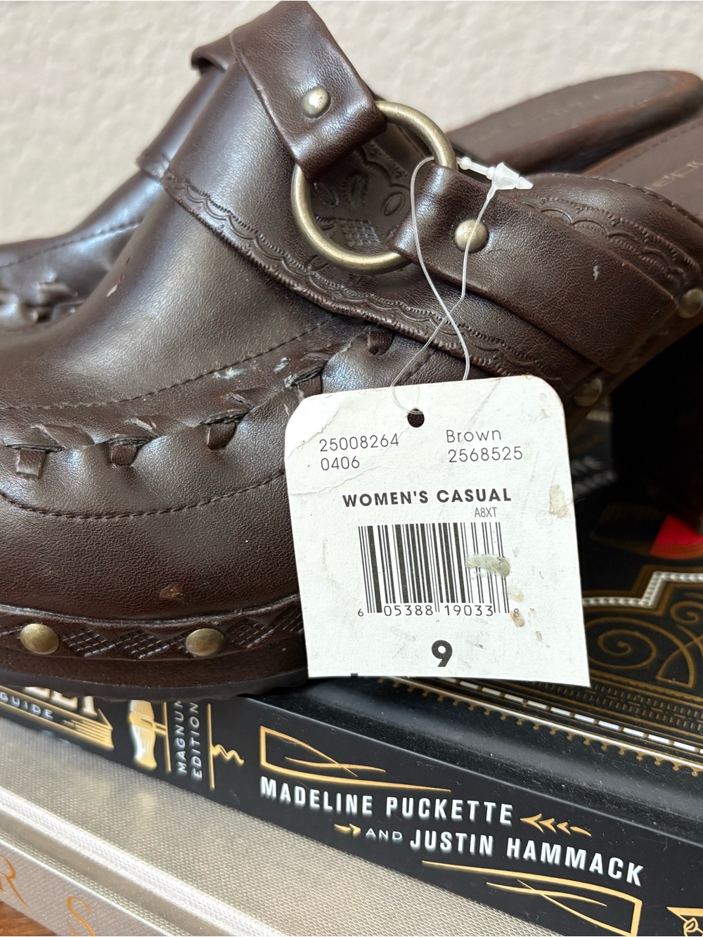 No Boundaries Brown Slip-On Clog with Ring Accent